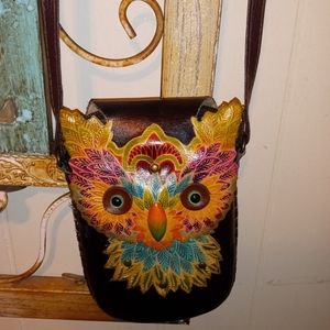 Leather owl purse